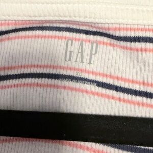 GAP White Shirt with Pink and Navy Stripes Elbow 3/4 sleeve